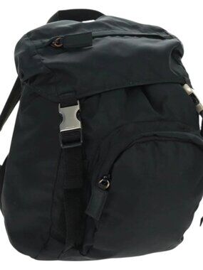PRADA Backpack Nylon Black Silver Auth bs31838